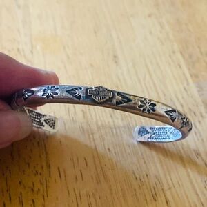 Vintage 925 Sterling silver and Gold Navajo Harley Davidson open cuff bracelet